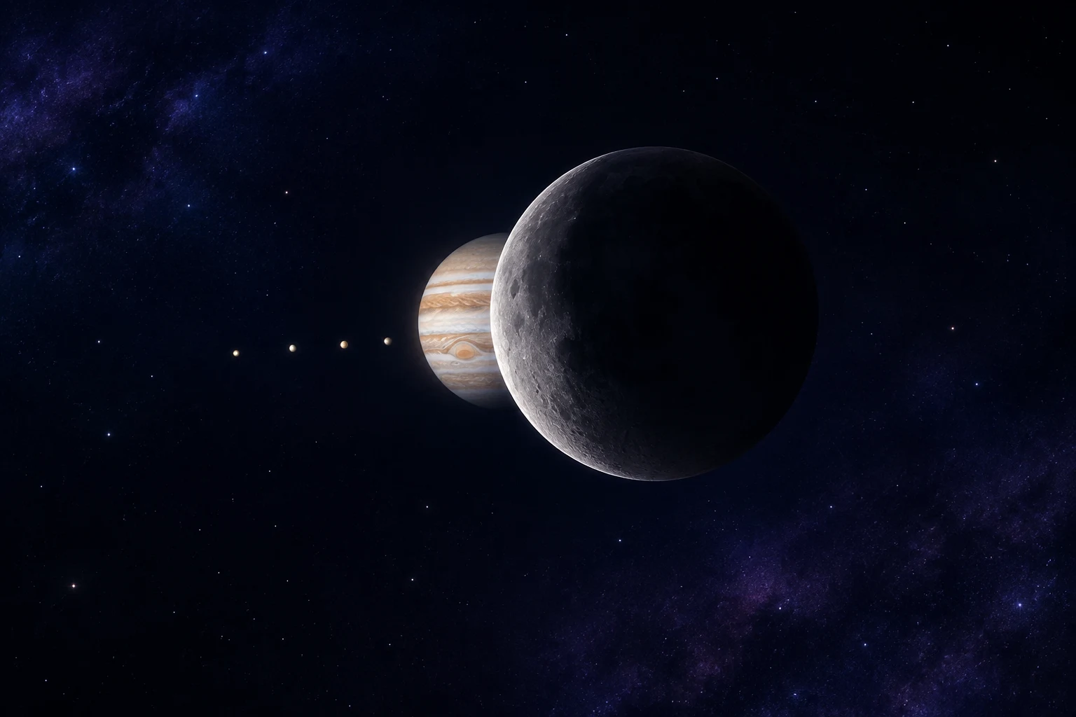 AI illustration for When the Moon Occults Jupiter on October 6, 2026